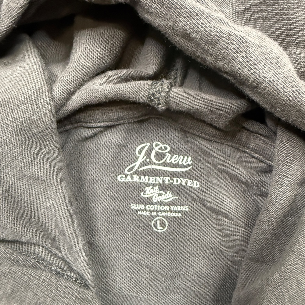 J Crew T Shirt Hoodie Men's Size L Gray Pullover Long Sleeve Knit Goods Casual - Picture 6 of 7
